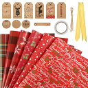 【送料無料】LEMESO 包装紙 ラッピングペーパー クリスマス 6枚入 50x70cm 半才 大判 プレゼント 包装 ギフトタグ フラワーリボン付き
