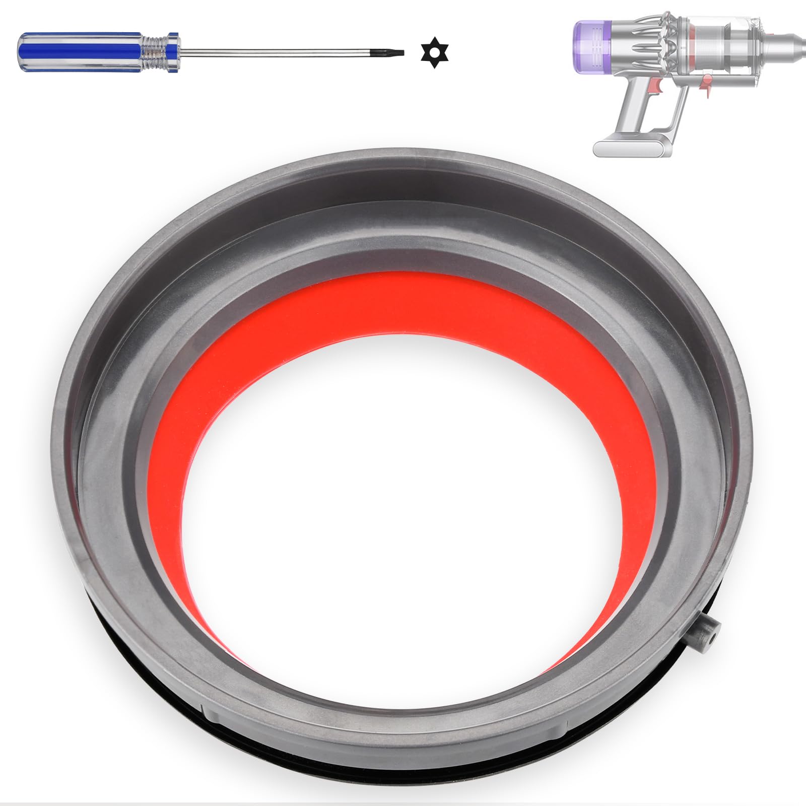 【送料無料】ダイソン用 V12 SV18 SV20 ダストビントップ シールリング 固定リング クリアビン交換部品 ダストカップ 専用T8ドライバー付き Dyson対応パーツ 掃除機修理アクセサリ wuernine