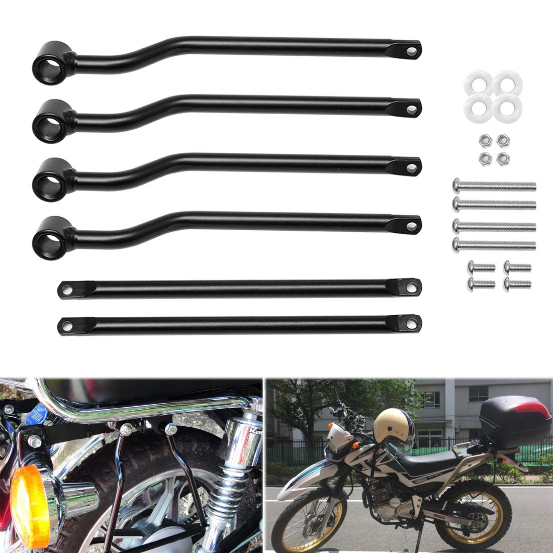 【送料無料】AQIMY バイク用 汎用 サイドバッグ サポートバー バッグステー スチール スズキ ホンダ ヤ..