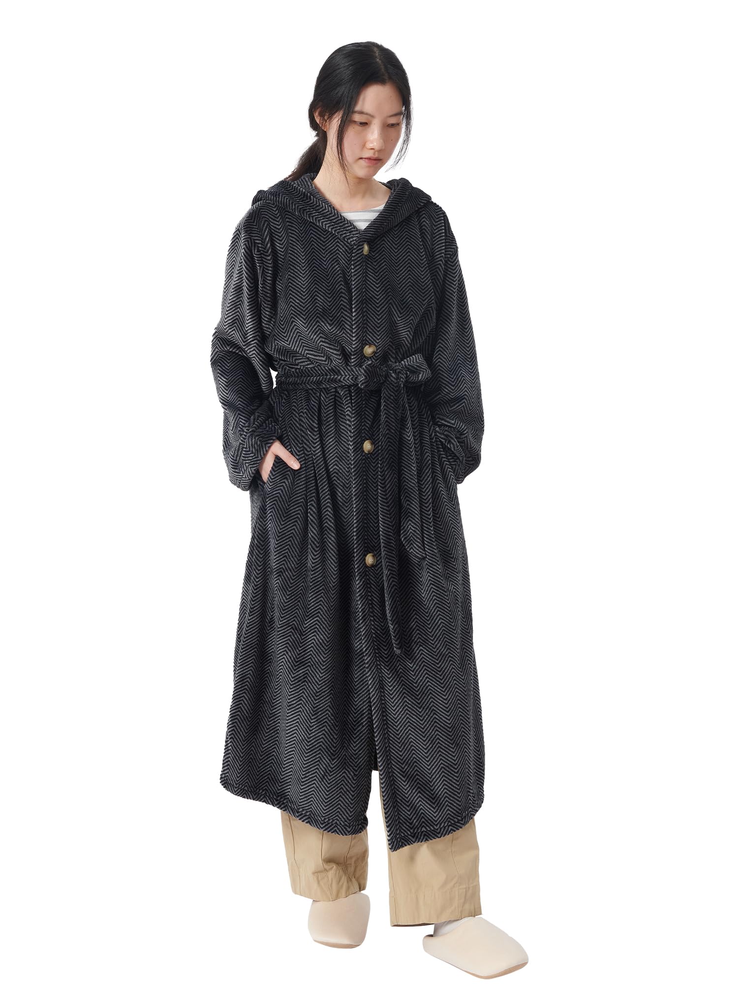 【送料無料】ATOKAZO 着る毛布 ルームウェア Sサイズ 男女兼用 あったか 着るブランケット 部屋着 パジャマ 腰ベルト・ポケット・フード付き ボタン付き...