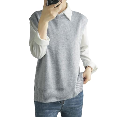 【送料無料】[xppe] ベスト レディース ニットベスト サイドスリット 丸首 袖なし クルーネック ニット..