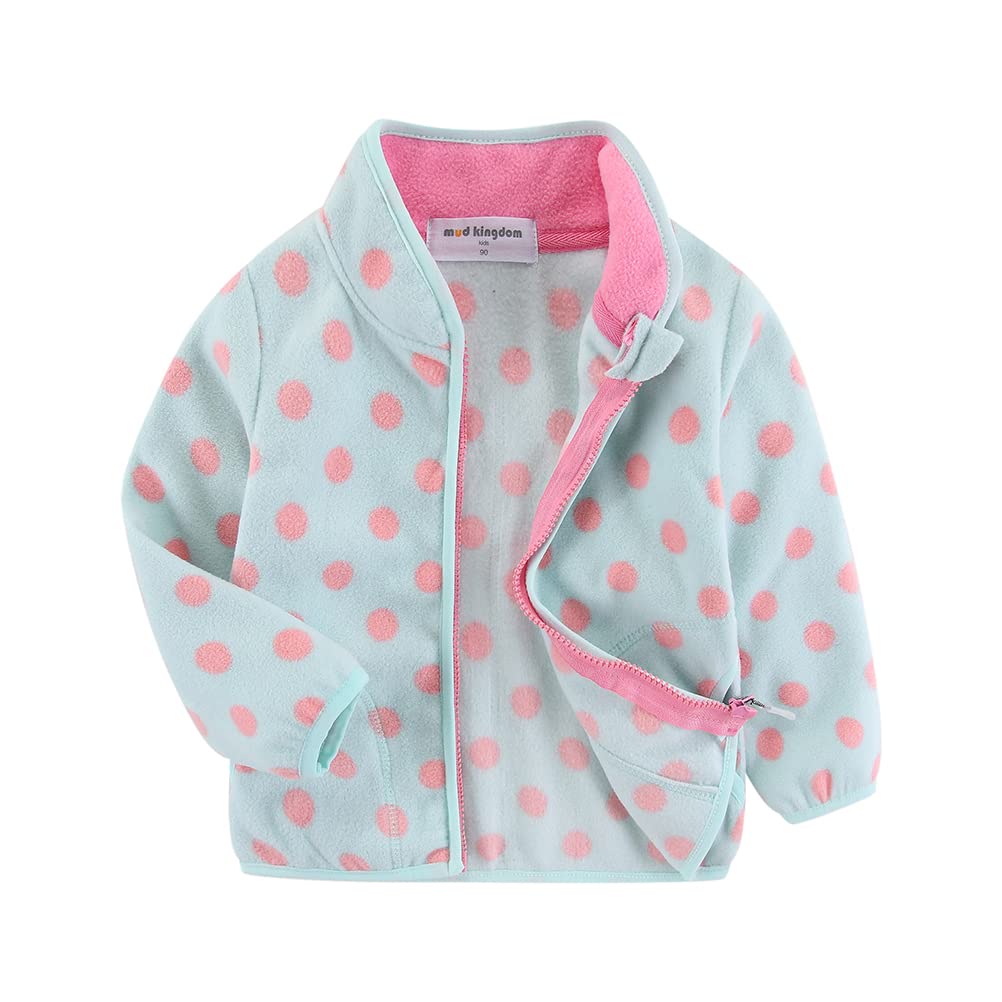 【送料無料】[LittleSpring] キッズ フリース ジャケット 女の子 かわいい プリント 防寒 あったか アウター 子供 ドット 110