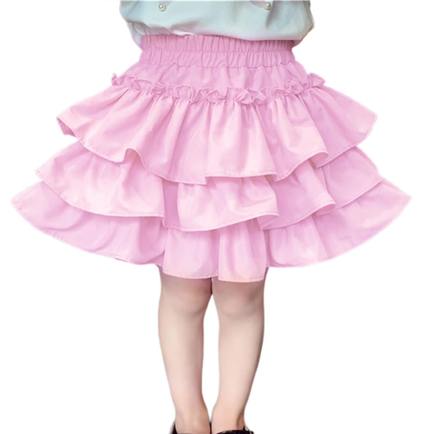 【送料無料】[VIISEN] キッズ 女の子 ミニスカート スカート 可愛い 学生 春 夏 無地 ウエストゴム インナー付 通園 部屋着 ボトムス ベーシック 通気性 柔らかい おしゃれ 普段着 カジュアル 100-160cm(ピンク, 140)