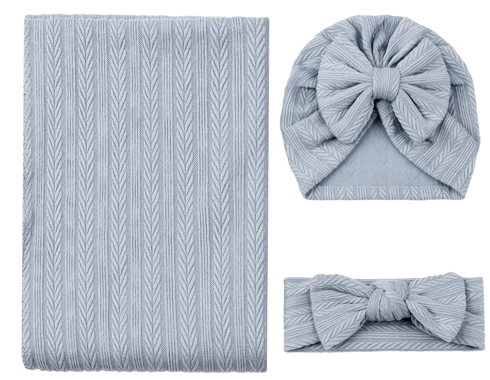 【送料無料】[Maeau] おくるみ ベビーブランケット スワドル ベビーバスタオル ふんわり 帽子 三点セット 柔らかい 軽い 吸水 速乾 毛布 無地 授乳ケープ 赤ちゃん 新生児 出産祝い 女の子 男の子 ギフト#85*90CM 03