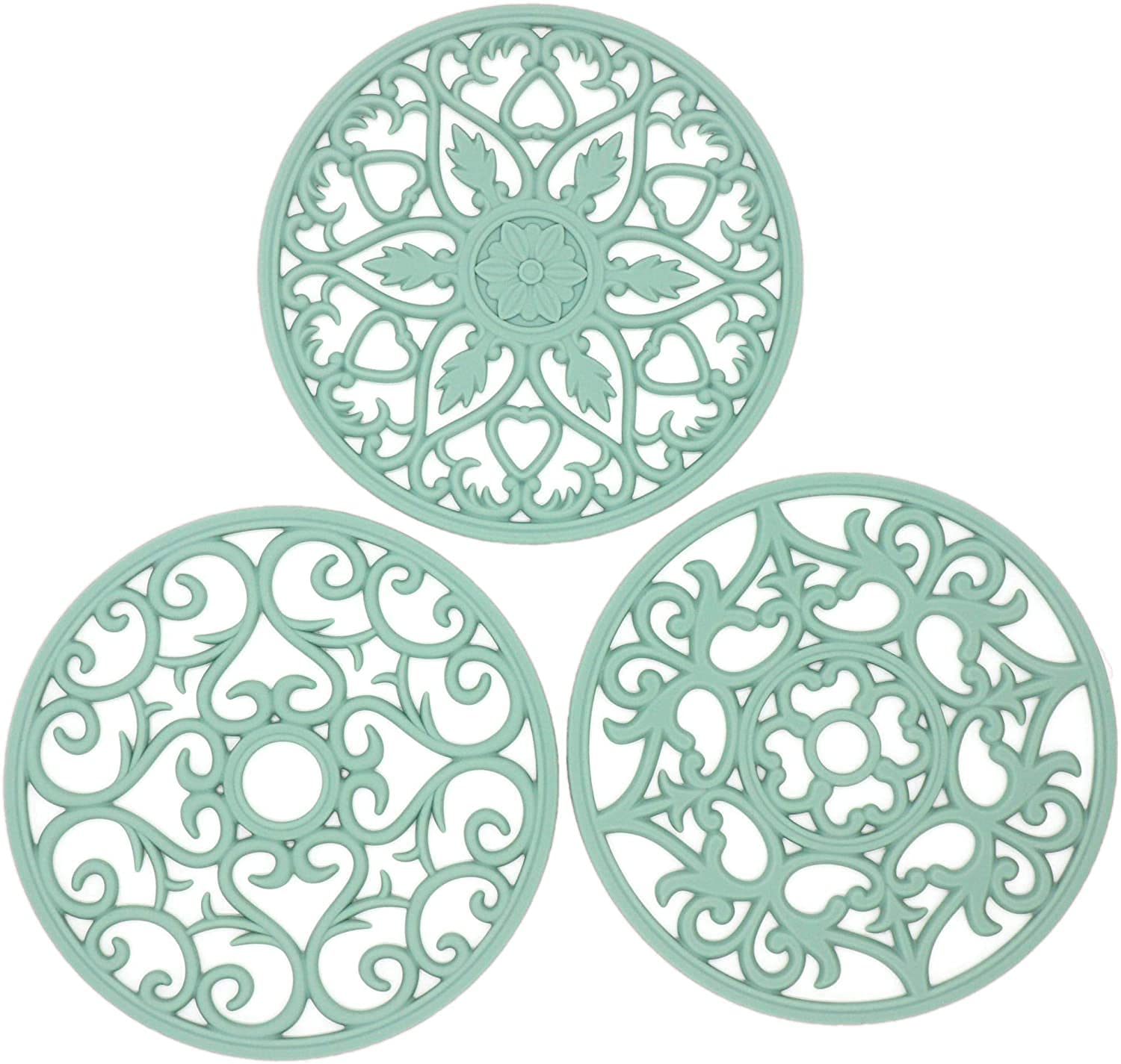 【送料無料】YOUTALLY 鍋敷き シリコンマット 断熱 マット 断熱パッド シリコン絶縁パッド コップ敷き 耐熱 滑り止め 防水 厚手 オーブンマット 断熱性 柔軟 絶縁 カップシート 直径20CM 3セット (緑-A)