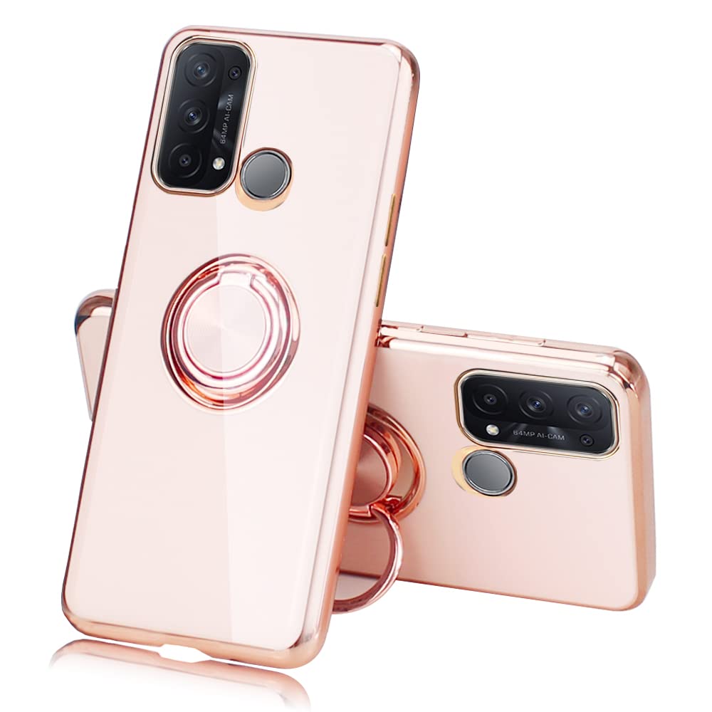 【送料無料】JOOBOY OPPO Reno5 A ケース reno 5a ケース リング付き メッキ加工 レンズ保護 tpu ソフト ストラップホール付き 耐衝撃 スリム おしゃれ スマホケース 携帯カバー オッポ リノ5 a メッキ加工 カバー (OPPO Reno5 A, ミルクティーの色)