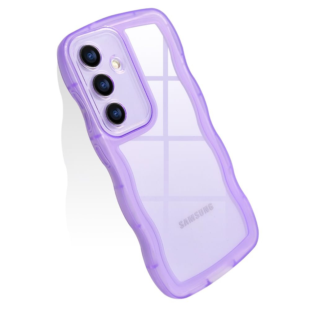 【送料無料】JOOBOY スマホケース 対応 Galaxy A55 ケース SC-53E / SCG27 ケースクリア 全透明 かわいい tpuソフトケース 薄型 軽量 傷防止背面 滑り止め 指紋防止 ストラップホール付き ギャラクシーA55 携帯電話ケース (クリア-パープル, Galaxy A55)