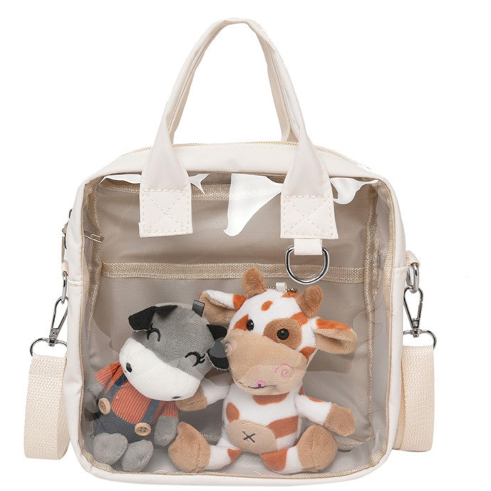 【送料無料】[Copeflap] 痛バッグ ショルダー ぬいぐるみ 持ち運び クリアバッグ 推し活 透明 (ホワイト)