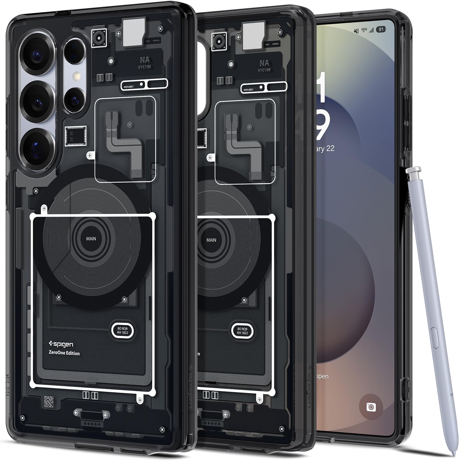 【送料無料】Spigen Galaxy S25 Ultra ケース Magfit対応 クリア ストラップホール 米軍MIL規格 ウルトラ・ハイブリッド・マグフィット ACS08957 (ゼロ・ワン・ブラック)