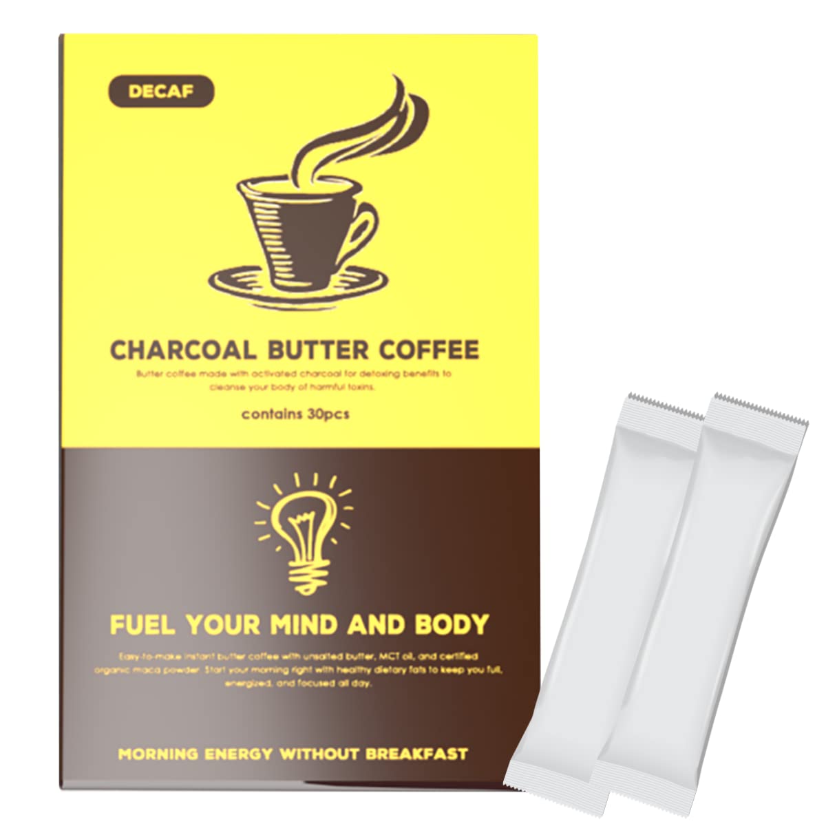 【送料無料】カフェインレス チャコール バターコーヒー MCT入り 簡単に溶ける粉末 スティック個包 ...