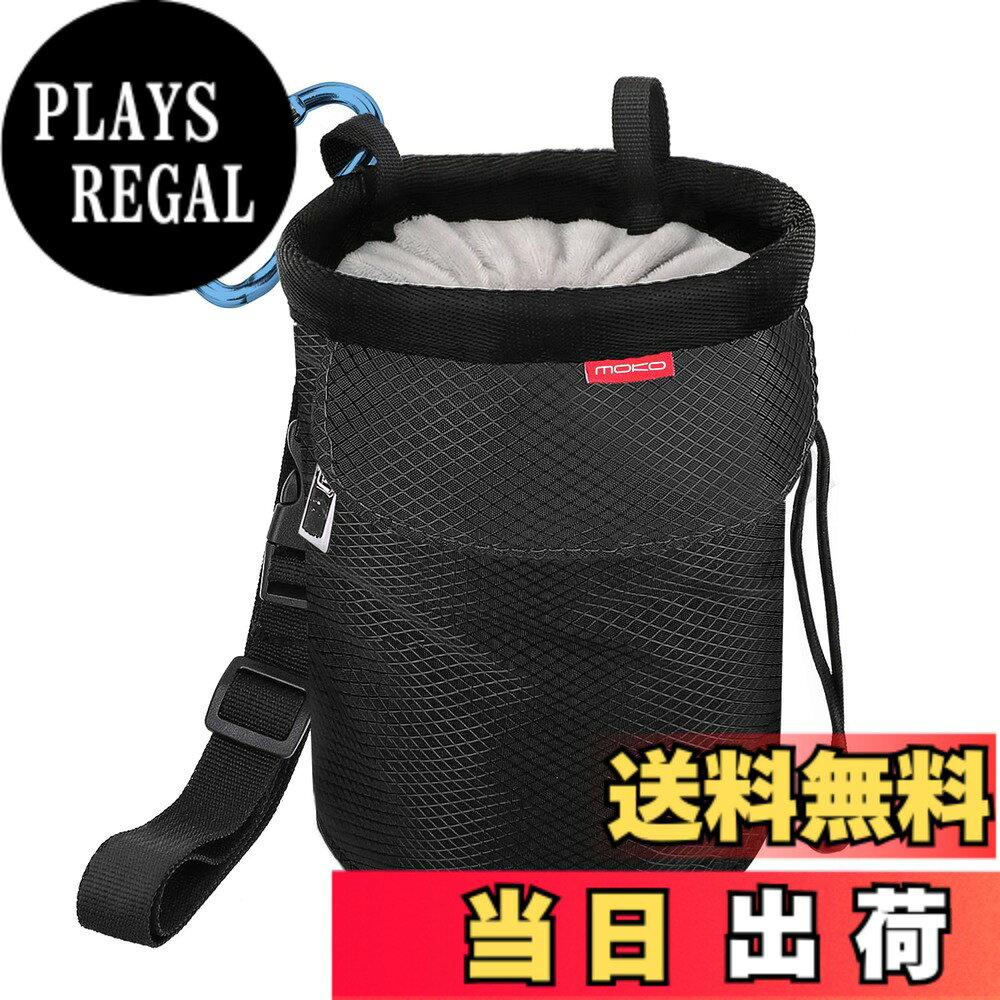 商品情報商品の説明主な仕様 「お手入れ簡単な高耐久素材」表地には丈夫でありながら軽量な耐久性に優れたナイロン素材を使用しており、裏地には柔軟性と速乾性を兼ね備えたフリース素材を採用していることより、クライミングやボルダリングにおいても、汚れや天候に左右されることなく安心してご使用いただけます。また、チョークの粉が飛散しにくく、環境を清潔に保つことが対応してくれます。「片手で開け閉めできる巾着タイプ」バッグの直径は13cmで、開口部はドローコード付きの巾着式設計となっており、片手で簡単に開閉できます。デザインには、開口部をしっかりと絞らなくても、中身が落ちにくい工夫が施されており、クライミング中に素早くチョークアップが可能です。これにより、クライミング中の集中力を高めることが期待できます。「機能性と安定性を兼ね備えたデザイン」シンプルながらも実用性に優れたデザインで、広い開口部、巾着式収納、D型カラビナ、調整可能なベルトなど、必要な機能を全て完備しております。特にD型カラビナと長さ調節可能なベルト（約80cm-88cm）を組み合わせることで、使用時の安定感を格段に向上させております。「利便性に優れた腰付けタイプ」腰に装着してご使用いただけるテクニカルデザインのチョークバッグで、クライミング中でもすぐにチョークをお取りいただけます。大きなジッパーポケット付きで、ブラシ、鍵などの小物を整理して収納できて、使い勝手の良さにこだわりました。クライミング時の動作を妨げず、必要な時に素早くアクセスできます。「多用途に使えるアウトドアポーチ」ロッククライミングやボルダリング専用のチョークバッグとしてはもちろん、ペイントボールやサバイバルゲームなどのアクティブなスポーツにも最適です。さらに、軽い外出や散歩などの際にも、必要な小物を収納するための便利なポーチとして使用でき、日常のあらゆるシーンで活躍してくれます。