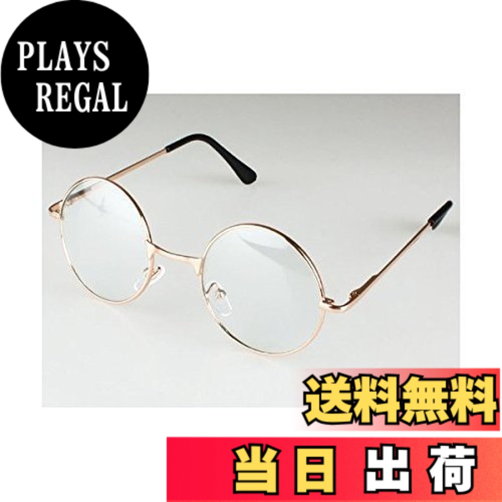 【送料無料】伊達眼鏡 丸型 コスチューム用小物 ゴールド 男女共用 45x125x180mm