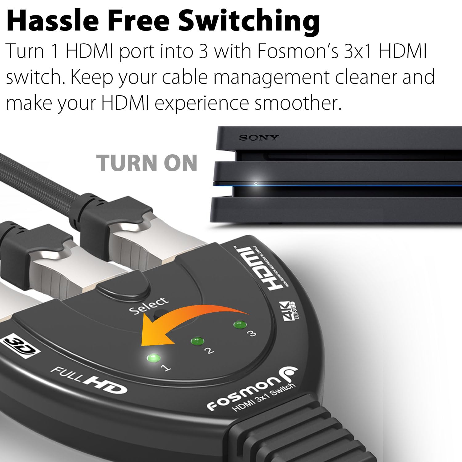 【送料無料】Fosmon 3入力1出力 HDMIスイッチ 切替器 セレクター 分配器 4K/1080p/...