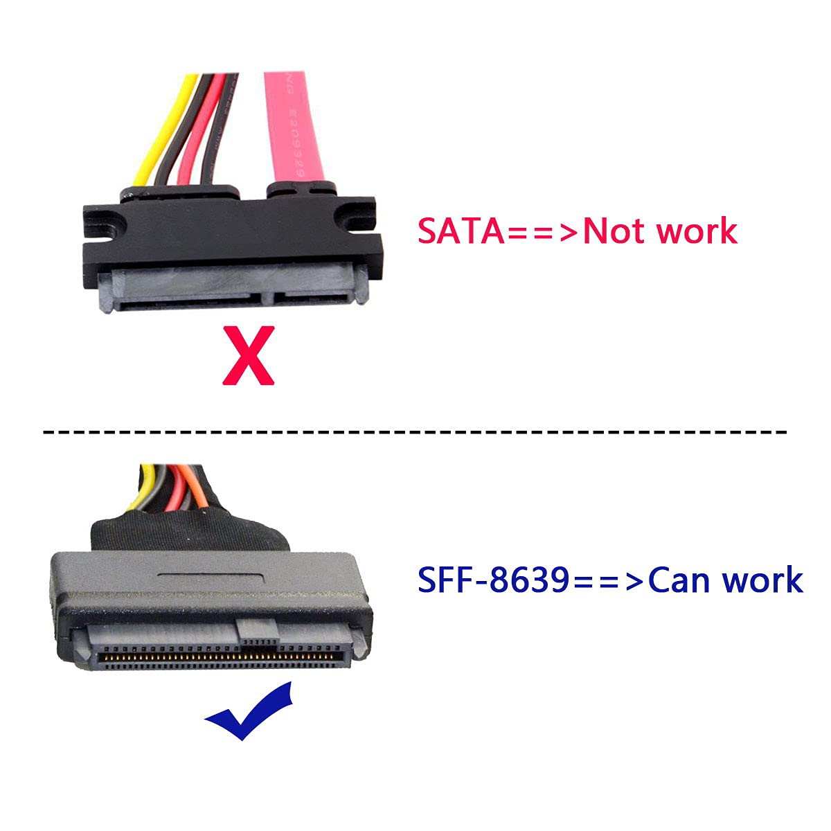 【送料無料】JSER U.2 U2 SFF-8639 NVME PCIe SSDケーブル オス-メス延長 50cm 68ピン