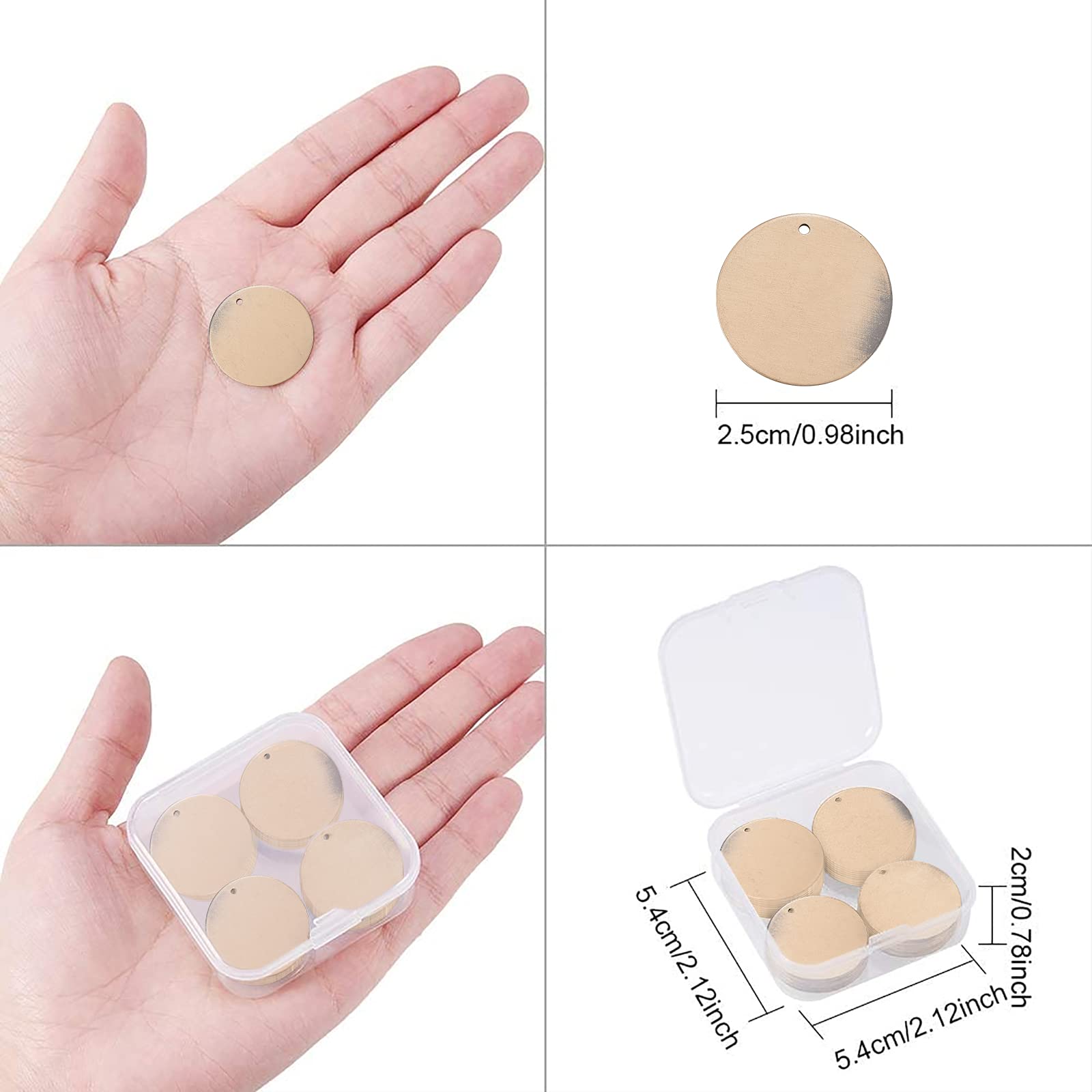 【送料無料】BENECREAT 30枚真鍮札 レトロ風 ネームタグ トラベルバッグタグ DIYブランク真鍮札 迷子札 猫犬 首輪用 IDタグ 刻印 名入れ DIY工芸品札 円の形 plays23-10049841 PLAYS REGAL サンプル画像2