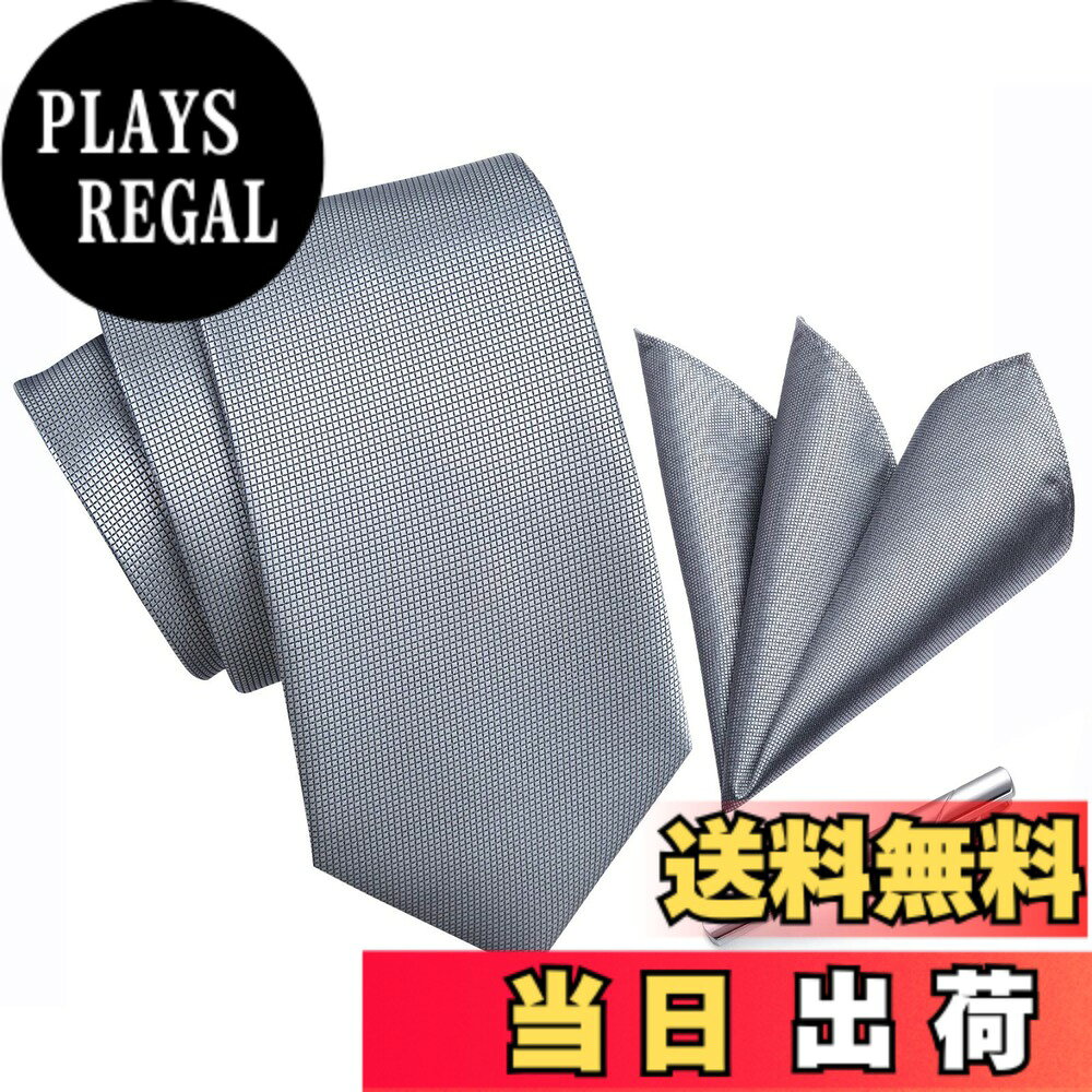 【送料無料】[HISDERN] ビジネス用 ネクタイ シルバー チーフ セットメンズ フォーマル ハンカチ おしゃれ ネクタイ 3点セット クリップ 高級 結婚 礼服 メンズ セットA3-01