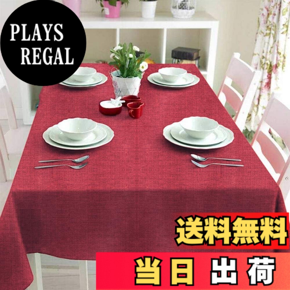 【送料無料】BALCONY & FALCON テーブルクロス 赤 140x240cm 北欧風 おしゃれ 撥水加工 長方形 お正月テーブルクロス 新年 布製 類麻 リネン 無地デザイン 防汚 防油 高耐久 上品で ある お手入れ簡単 丸洗いでき 厚手 家庭用 業務用 カフェ レストラン用 祝日用 レッド