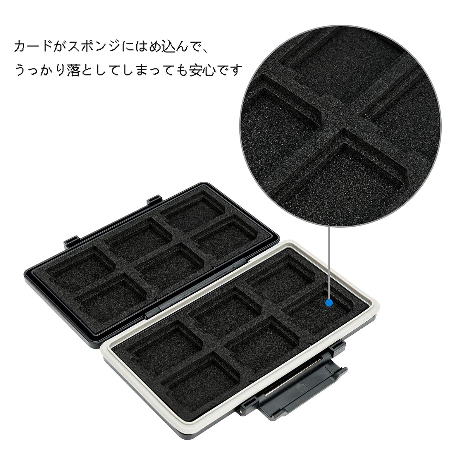 PLAYS REGALの【送料無料】JJC 24 スロット メモリーカードケース メモリーカードホルダー 12枚 SD SDHC SDXC カード + 12枚 CFexpress Type A カード 収納ケース 耐衝撃 防塵 防湿 Sony A1 A7R5 A7M4 A7S3 A9III など用｜アングル3