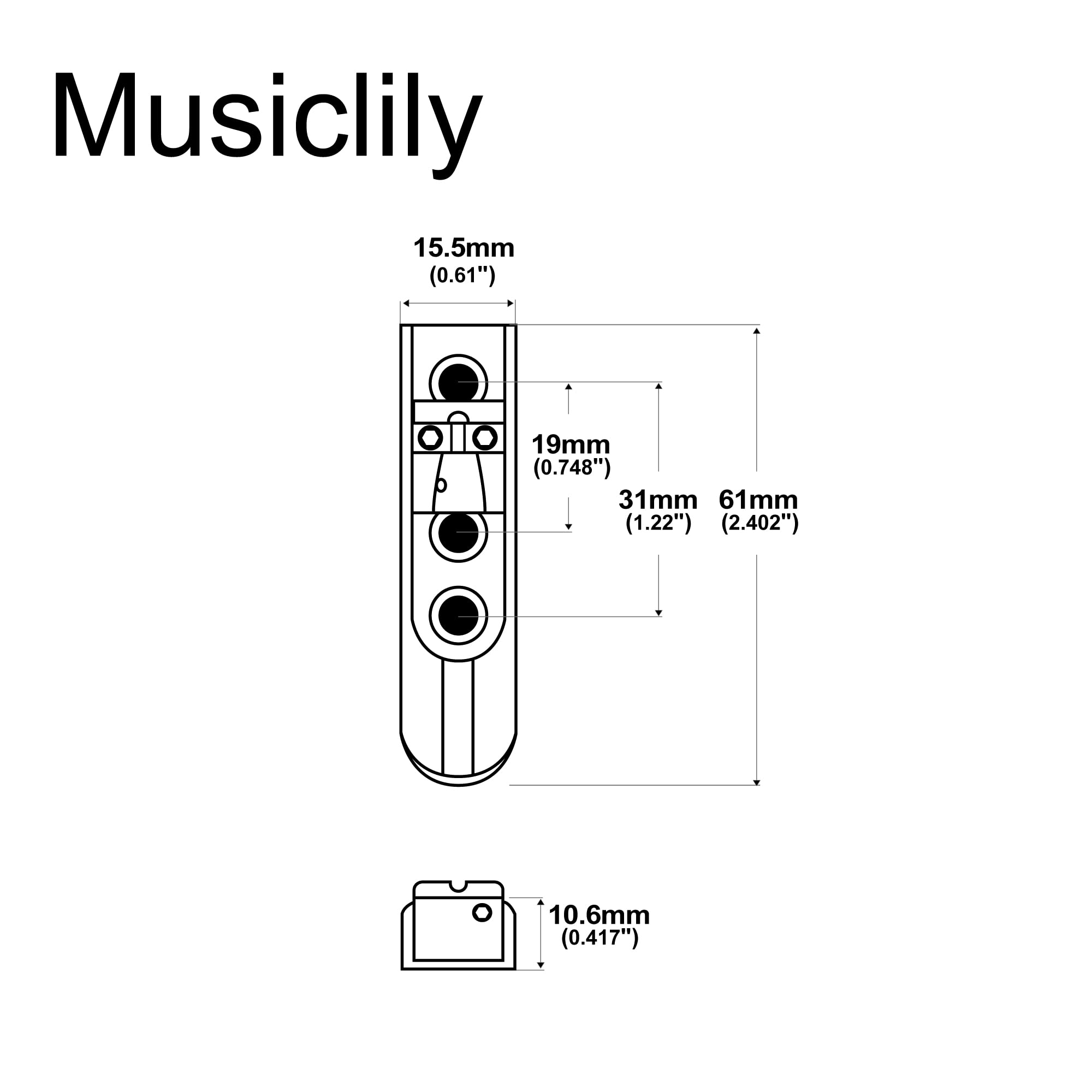 【送料無料】Musiclily Pro 15.5mm ベース用ブリッジサドル Lock-Down Saddle モノ...