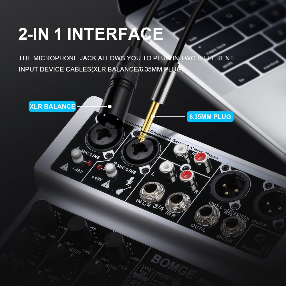 【送料無料】BOMGE-04F 4チャンネルdjオーディオサウンドミキサー、MP3 / USB Blue...