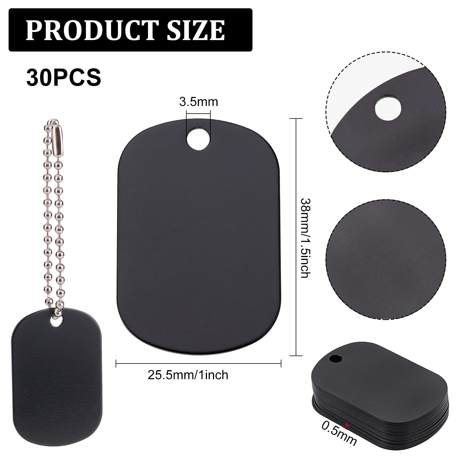【送料無料】BENECREAT アルミネームタグ 30枚セット（22.5x38mm）盾型 トラベルバッグタグ DIYブランクアルミ札 迷子札・荷物タグ用 猫犬 首輪用 両面刻印可能 名入れ DIY工芸品札 plays23-10052411 PLAYS REGAL サンプル画像2