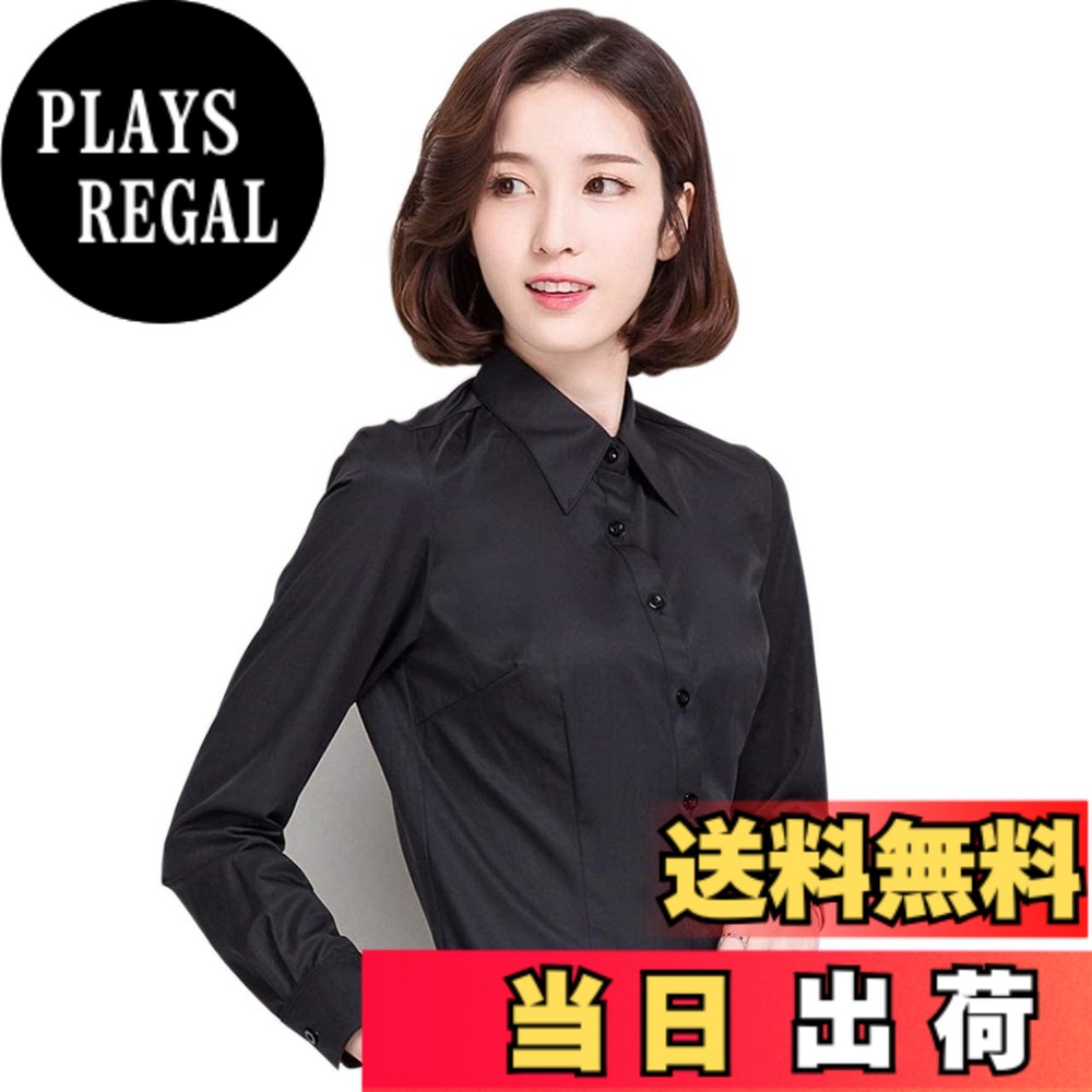 Long-Sleeved - 【送料無料】[SIPERLARI] ブラウス レディース 通勤 長袖 就活 オフィス 可愛い 形態安定 カジュアル おしゃれ 着痩せ 黒 白 ビジネス レギュラー スキッパーシャツ(ブラック 38)