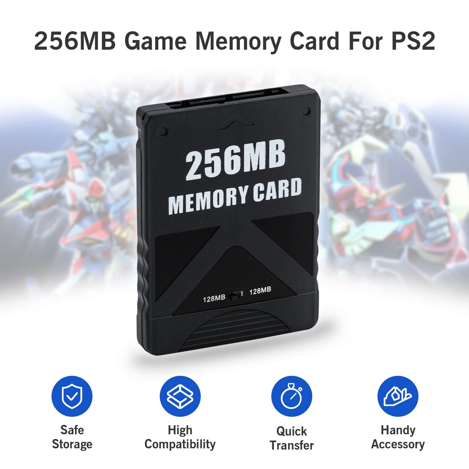 PLAYS REGALの【送料無料】Mcbazel PS2メモリーカード 256MB PS2専用 高速ゲームメモリーカード 大容量メモリーカード PS2ゲームコンソール対応-ブラック｜アングル2