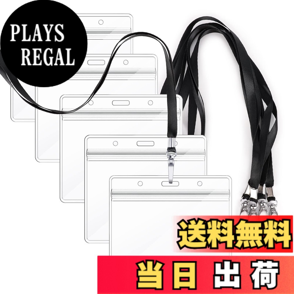 【送料無料】【idカードホルダー】Segarty ネームホルダー 5枚入れ 横型 黒い 吊り下げ名札 社員証 透明色名札ケース カードホルダー 首掛け 両面用 ネックストラップ カード 通学通勤 社員証 名刺 展示会 イベント用 パスケースpvc製 防水機能