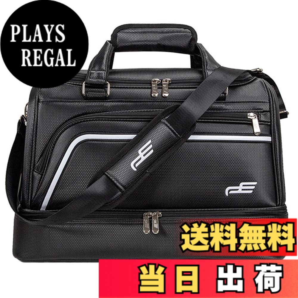 【送料無料】PlayEagle ゴルフ ボストンバッグ 二層式 ゴルフトートバッグ PUレザー 2WAY ショルダーバッグ シューズポケット付き ショルダー付き 防水 大容量 ジム 旅行 出張 ホワイト