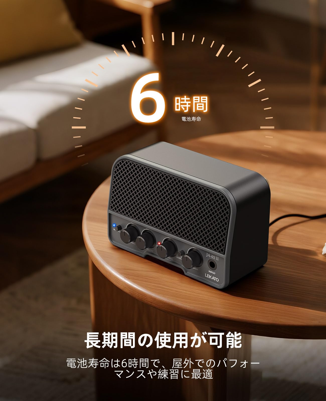【送料無料】LEKATO ミニギターアンプ エレキギターアンプ 小型 2つサウンドチャンネル 充電式 5W Bluetooth 機能対応 ヘッドホンアンプ 技適認証済 AUX入力 自宅 練習用 日本語取扱説明書付き (ブラック) plays23-10056996 PLAYS REGAL サンプル画像3