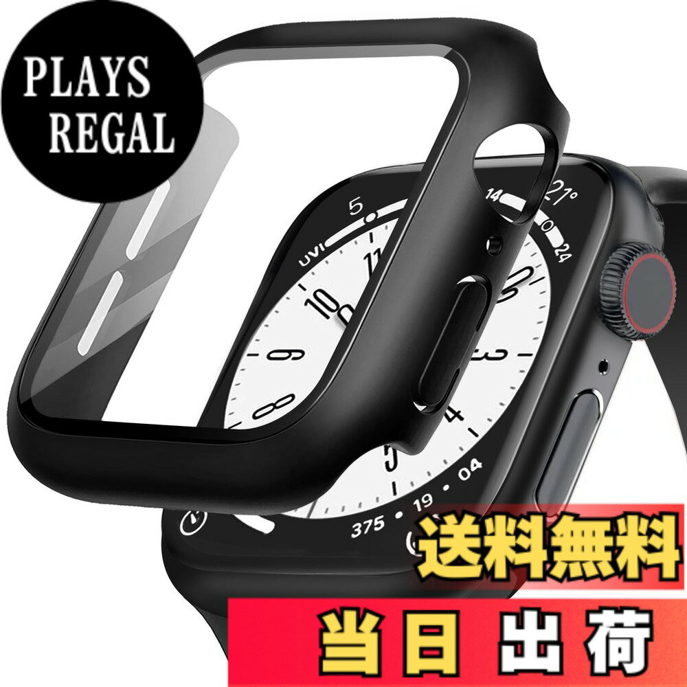 POLINK for Apple Watch用 ケース Series 11/10/9/8/7/6/5/4/SE3/SE2/SE 44mm PC素材 強化ガラス アップルウォッチ 保護用カバー 超薄型 高耐久 耐衝撃 高透過率 指紋防止 for Apple Watch用 カバー 全面保護 ブラック