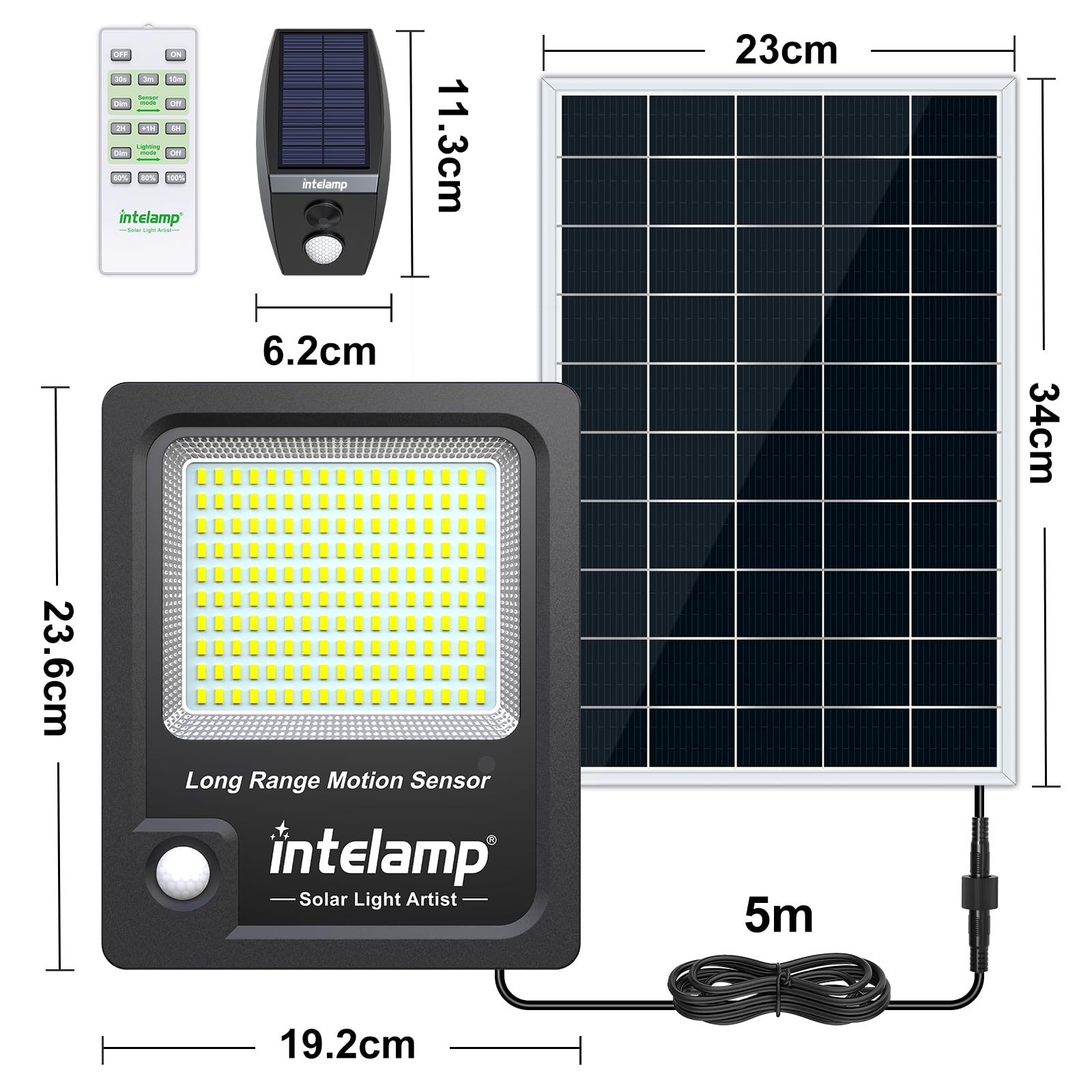intelamp ソーラーライト 屋外 人感センサー （2000LM高輝度・大容量12000mAh） 防犯・防災対応 IP65防 plays23-10700950 PLAYS REGAL サンプル画像2