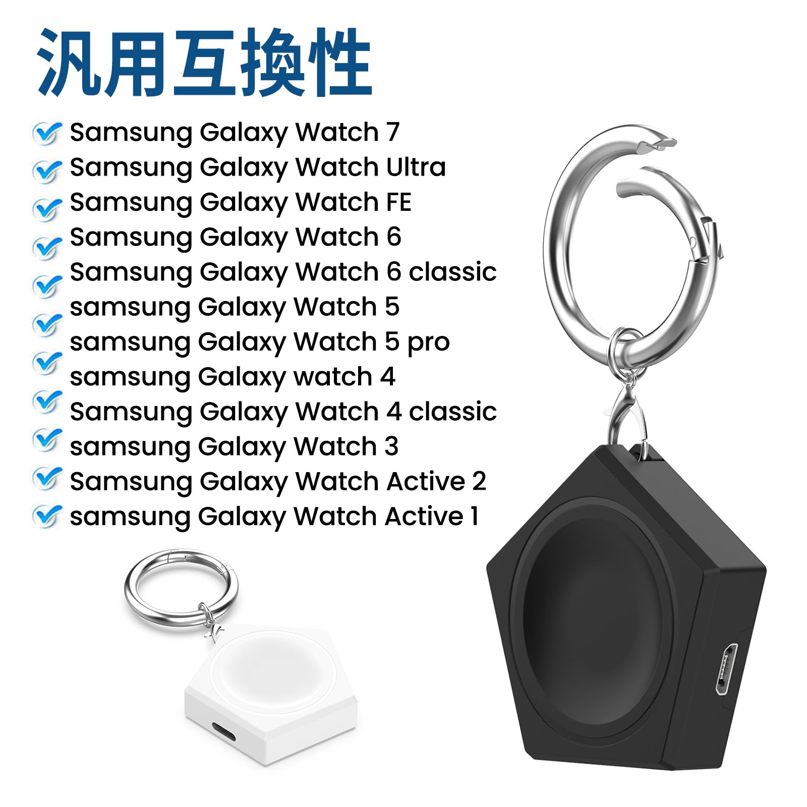 【送料無料】[RuenTech]適用 Samsung Galaxy Watch Ultra/Watch 8 Classic/8/7/FE6/6 classic/5/5 Pro/ 4/ 4/4 Classic/3/Active 2用充電器 Type-C/Micro USB 携帯に便利 サムスンウォッチ充電器汎用 1つ 磁気吸引 旅行用 便利性 (ブラック) plays23-10672325 PLAYS REGAL サンプル画像2