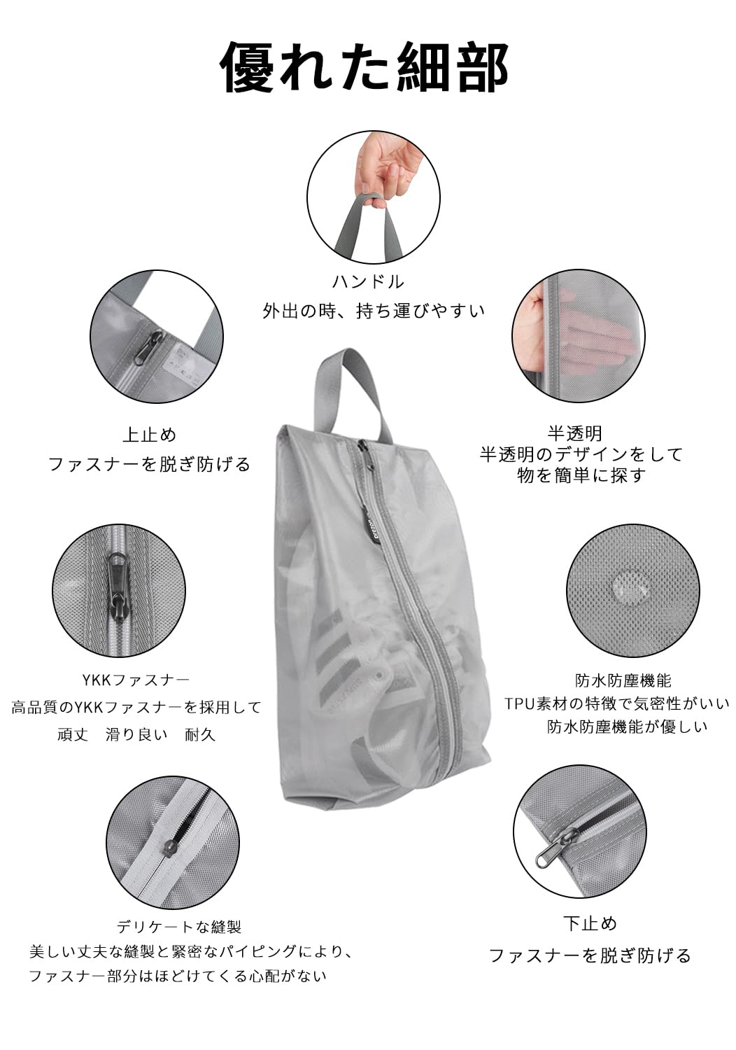 【送料無料】prezonシューズケース シューズバッグ シューズ袋 軽量 防水 半透明 防塵 多機能 色とサイズ選び可能 靴入れ 小物入れ 衣類入れ 収納バッグ 旅行 出張 収納 便利 Plus版とセット (レッド) plays23-10789026 PLAYS REGAL サンプル画像3