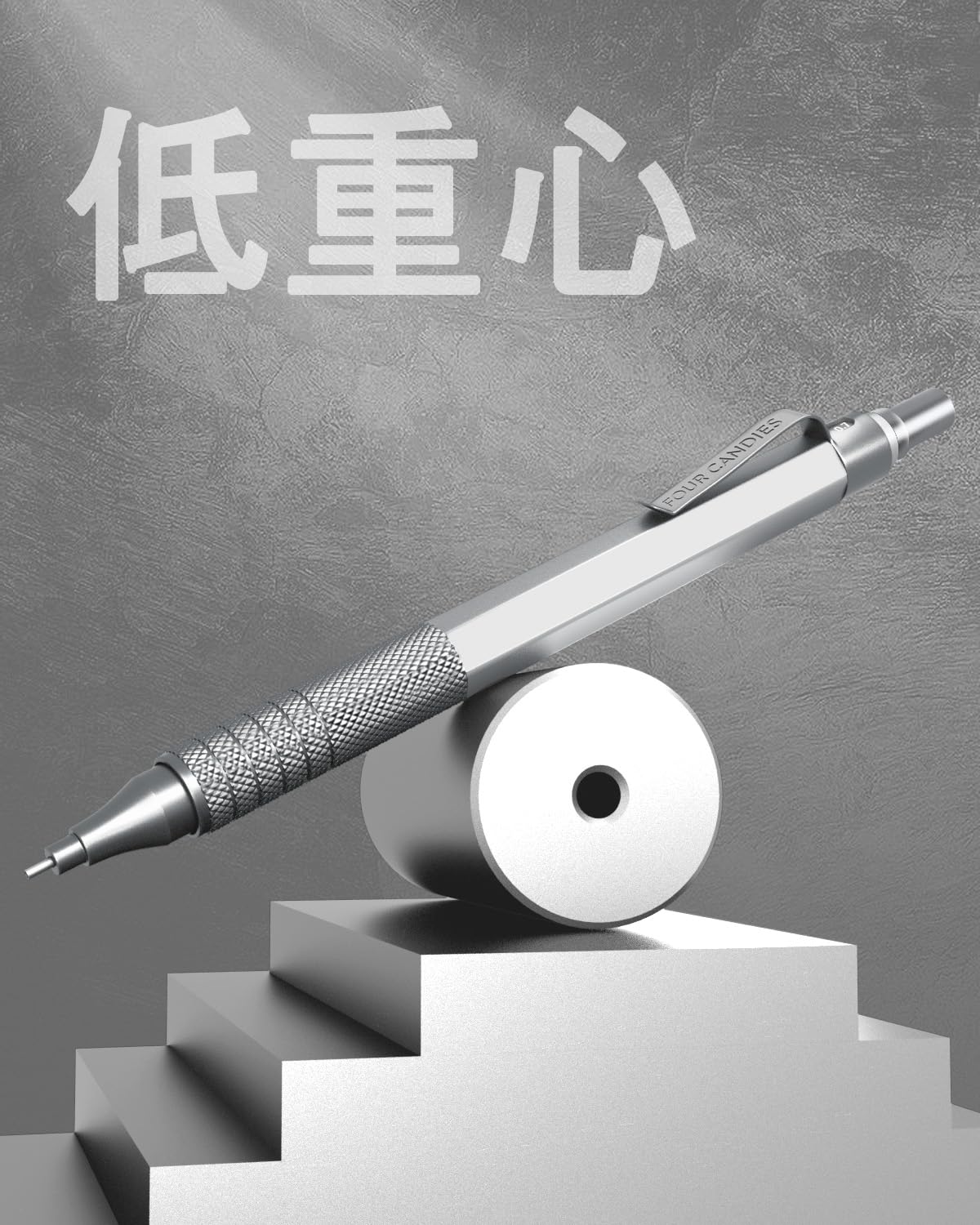 【送料無料】Four Candies 0.7mm メタルシャープペンシルセット ケース付 3本 480本HBシャー芯 文房具セット 消しゴム付 エンジニア アート ライティング 製図用 シルバー plays23-10678952 PLAYS REGAL サンプル画像2