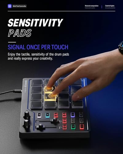【送料無料】Donner MIDIコントローラー 16パッド USB Type-c 音楽制作 バックライ...