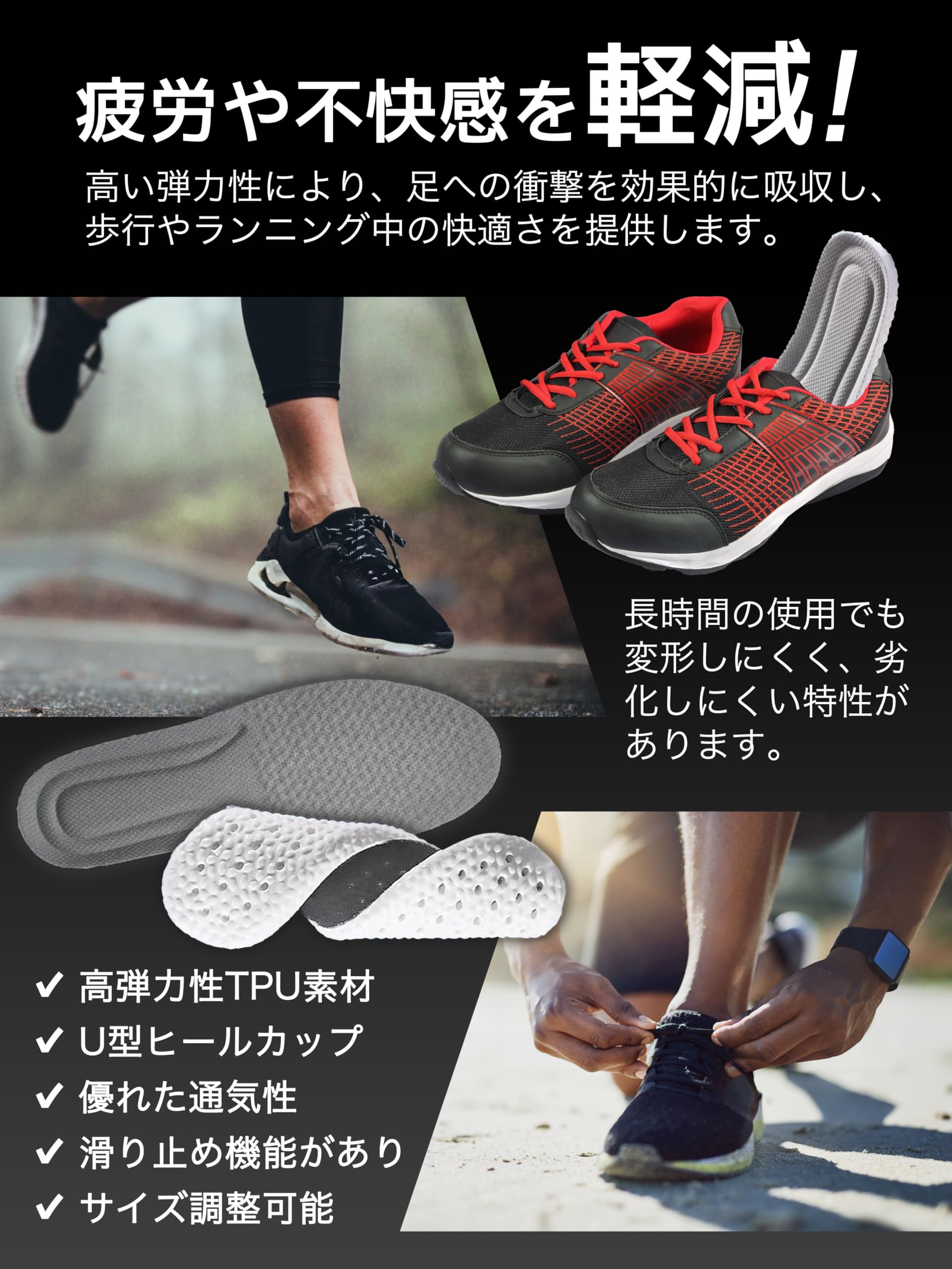 【送料無料】[JIFANPAUL] インソール 衝撃吸収 中敷き ふわふわ スニーカー スポー...