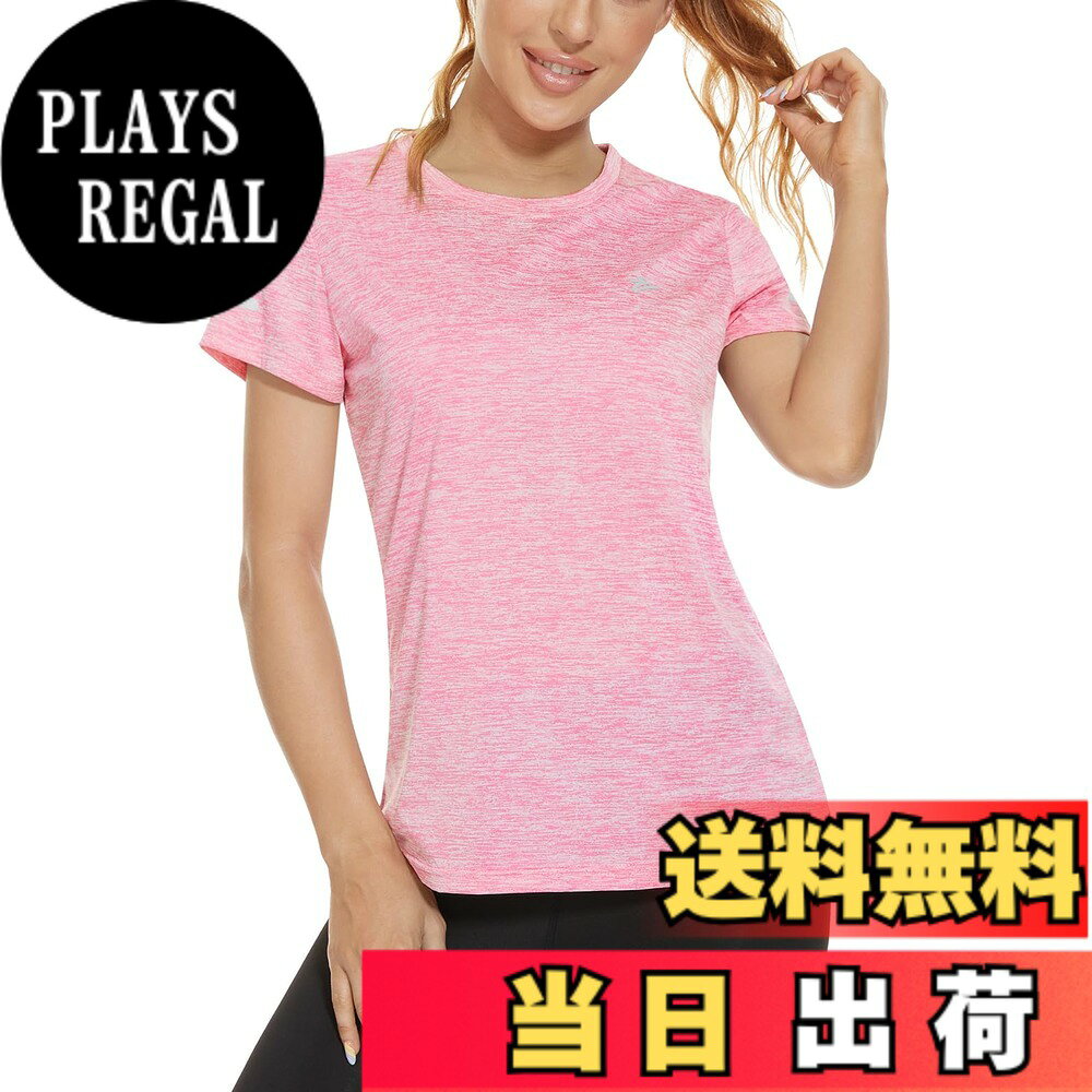 【送料無料】[KEFITEVD] 半袖tシャツ レディース スボーツウェア 吸汗速乾 軽量 フィットネス ジムウェア 丸首 ポリエステルtシャツ 無地 トップス 透け防止 夏 ピンク 2XL