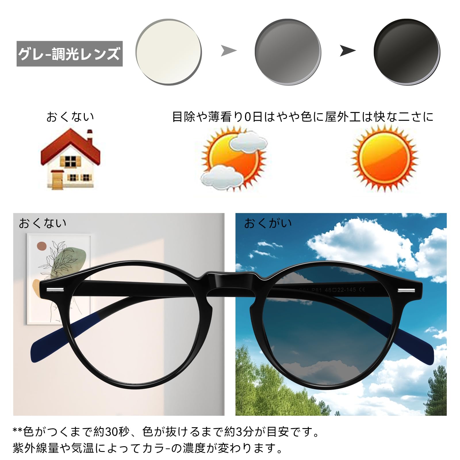 【送料無料】[Dollger] ブルーライトカット TR90 調光メガネ 変色 パソコン用 伊達...