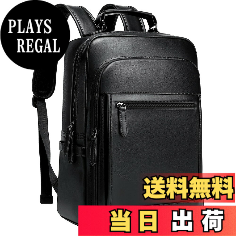 【送料無料】[Bahoes] ビジネスリュック メンズ 防水 軽量 A4 15.6インチノートPC収納 バックパック 通勤 出張 人気 おしゃれ 多機能 PUレザー ブラック