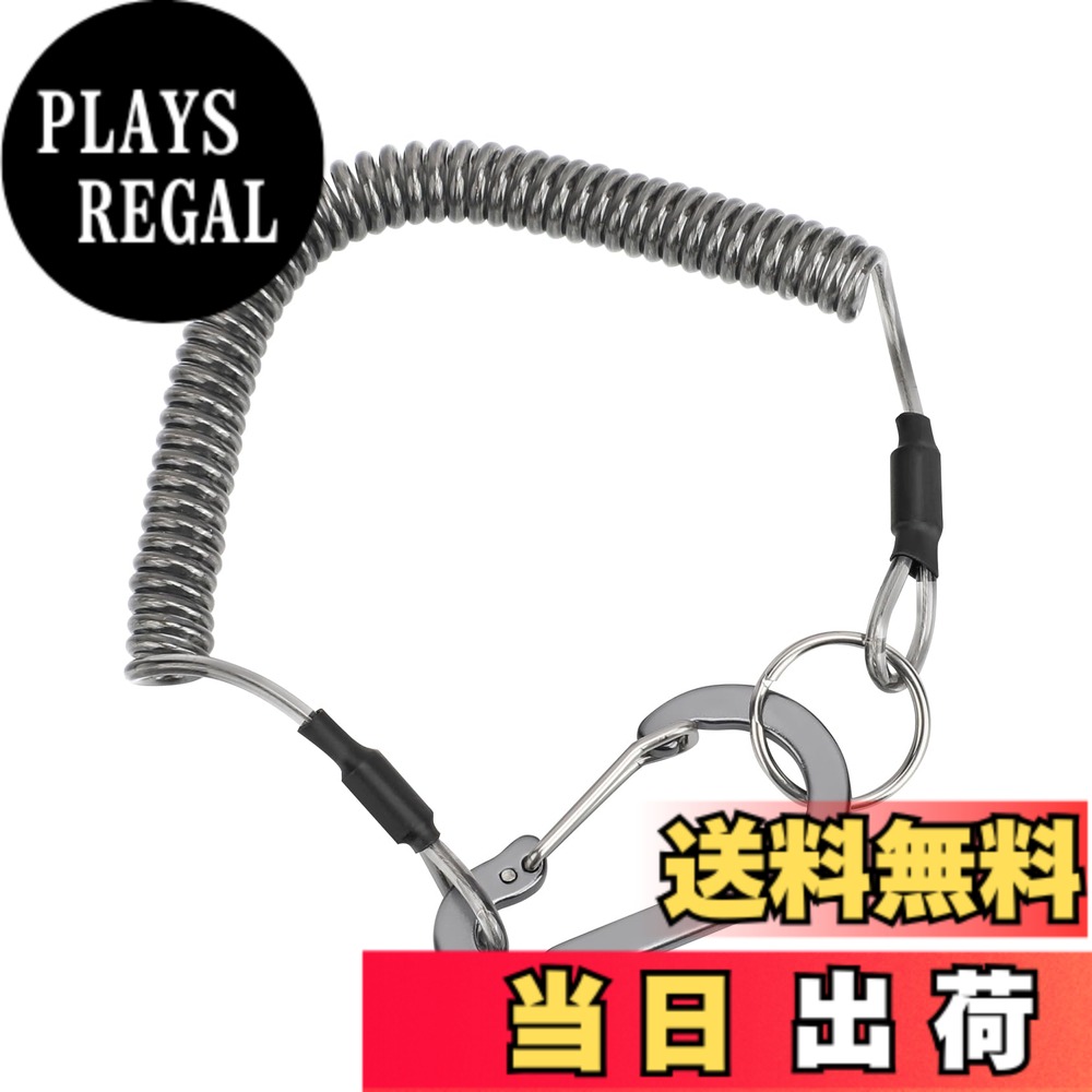 【送料無料】SANLIKE ワイヤースプリングコードストラップ 釣り用 ワイヤーロープ 伸びる カラビナ リング コイルストラップ 落下・盗難・紛失防止 多用途 尻手ロープ (日常対応-3kg対応-100cm)