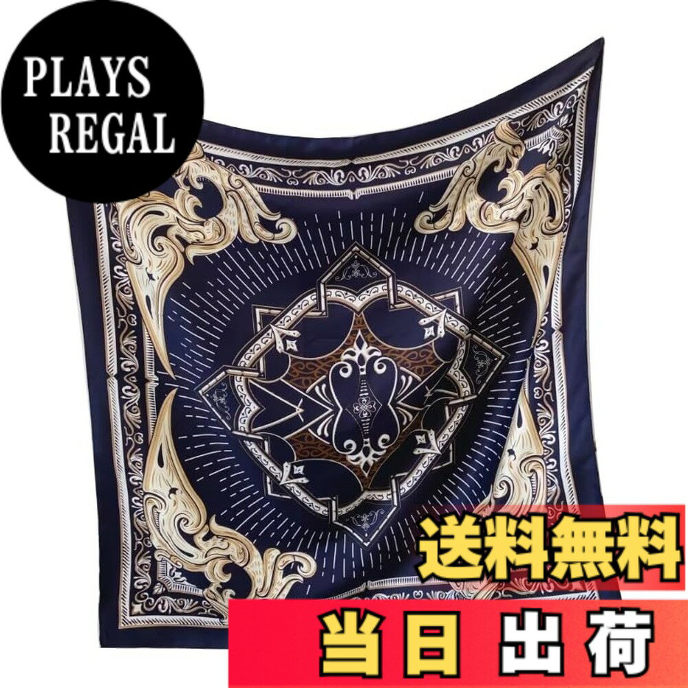 【送料無料】 BRMM MIA 90cm スカーフ レディース 正方形 シルク風 スカーフ 大判 通勤 旅行 バッグ オーナメント用 バンダナ ギフト (Navy Blue)