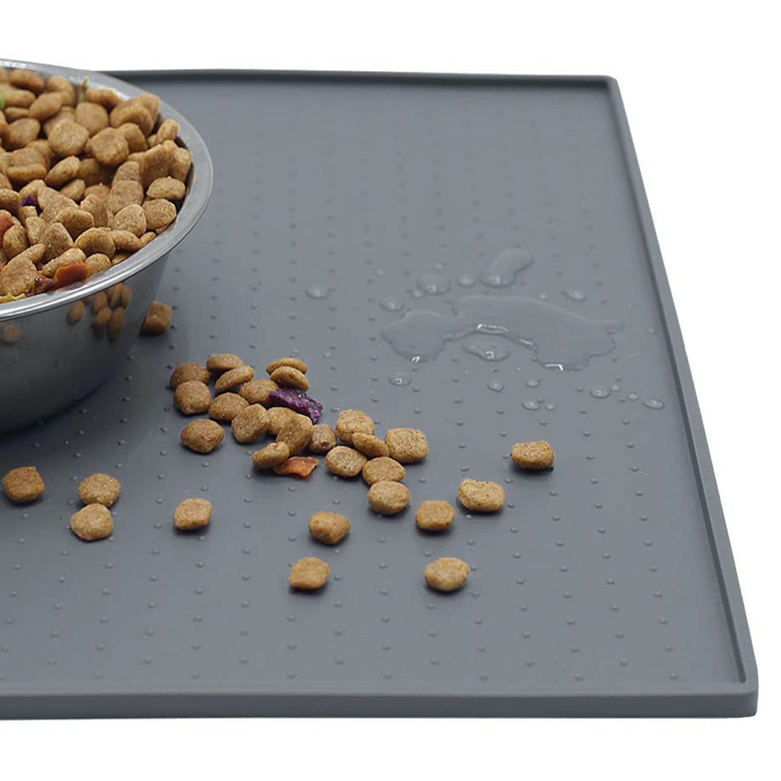 【送料無料】ペット食事マット NEW 色：グレー、サイズ：長さ60 x 幅40 cm