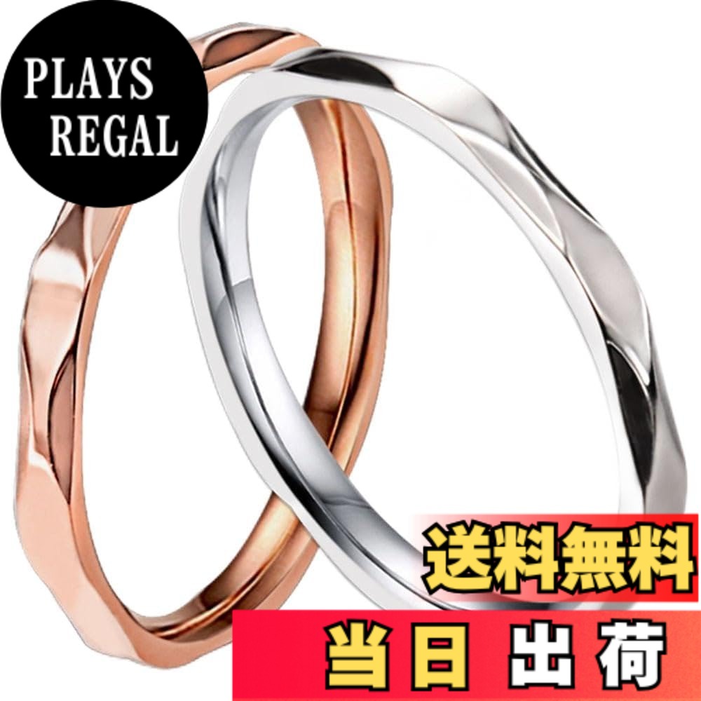 【送料無料】083BASE リング レディース ステンレス カットリング 2mm 2色セット シルバー ピンクゴールド 重ね付け シンプル 普段使い 色：2色セット（2点入り）、サイズ：12号