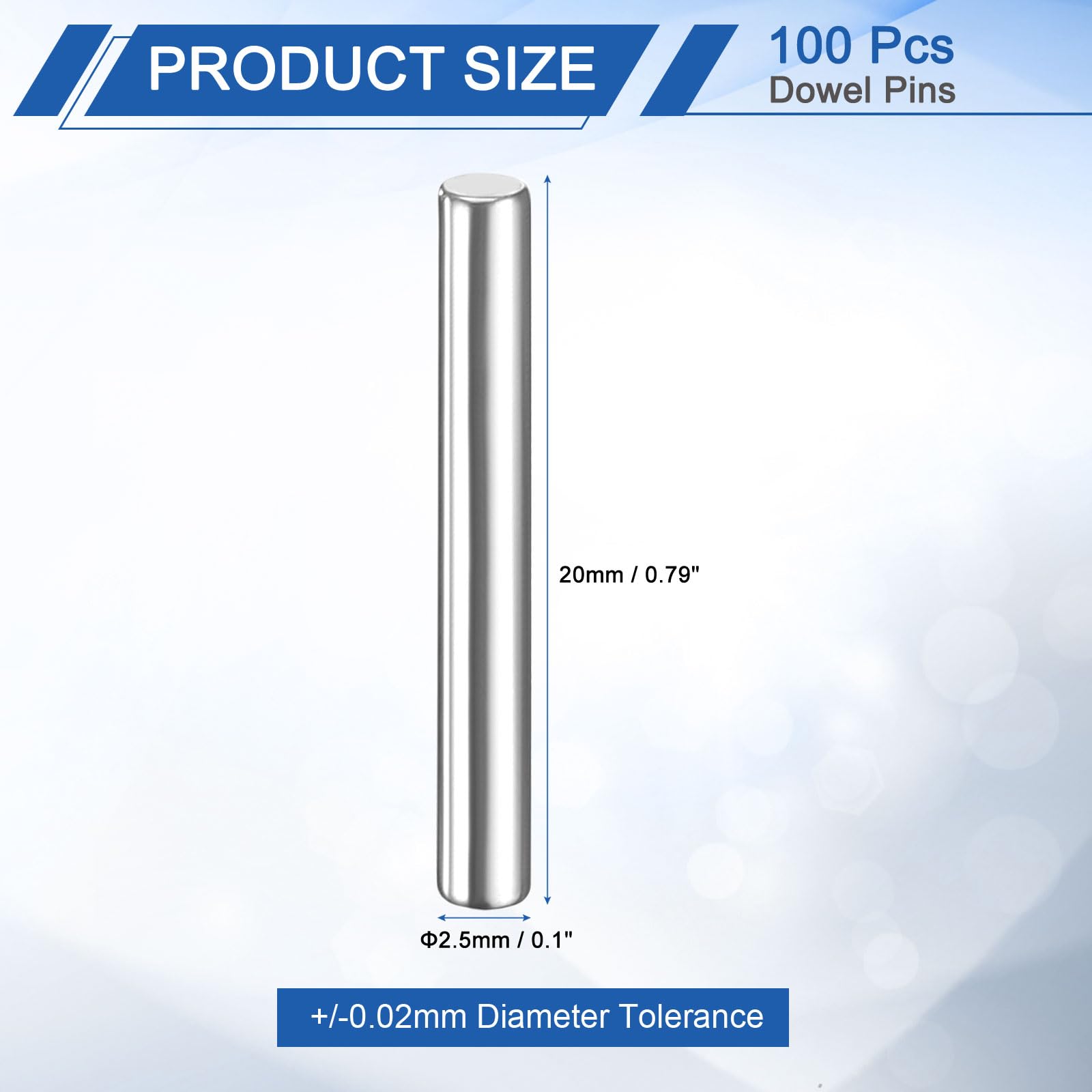 【送料無料】uxcell 100個2.5mm x 20mmダワールピンベアリング鋼円筒状ダワールピ...