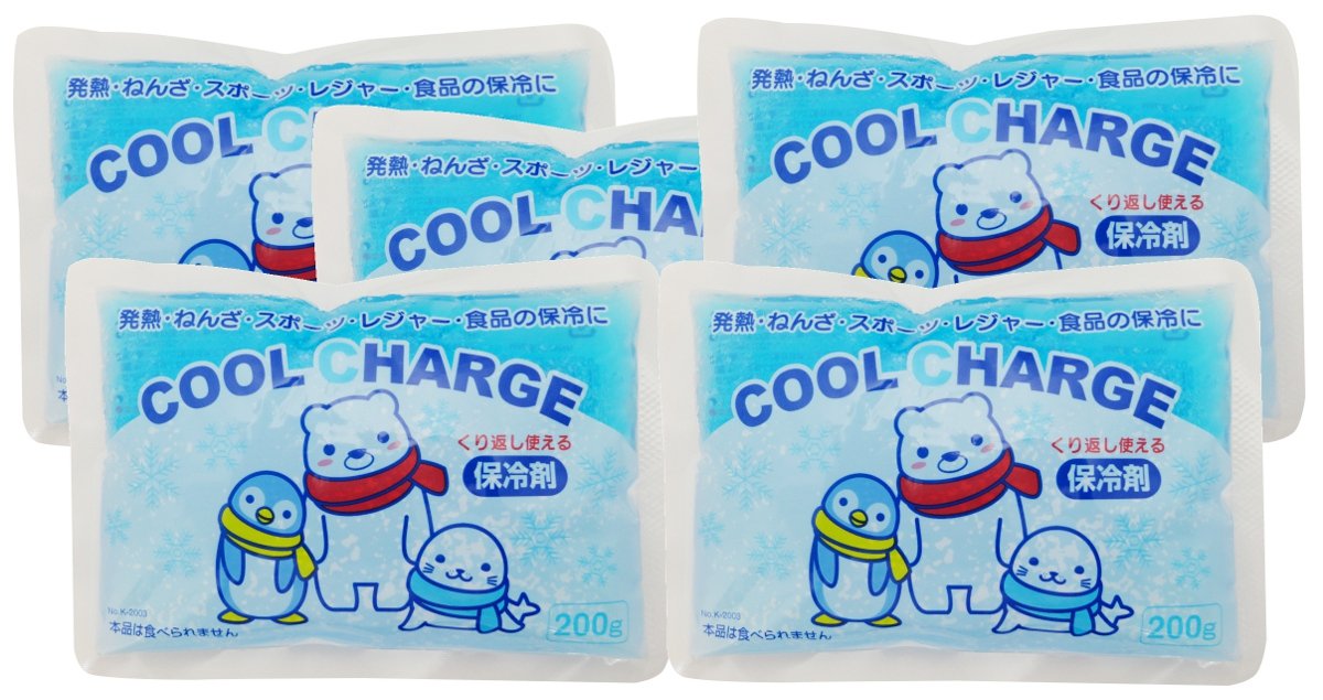 【送料無料】紀陽除虫菊 クールチャージ 保冷剤 200g (5個セット) 色：青、サイズ：200グラム (x 5)