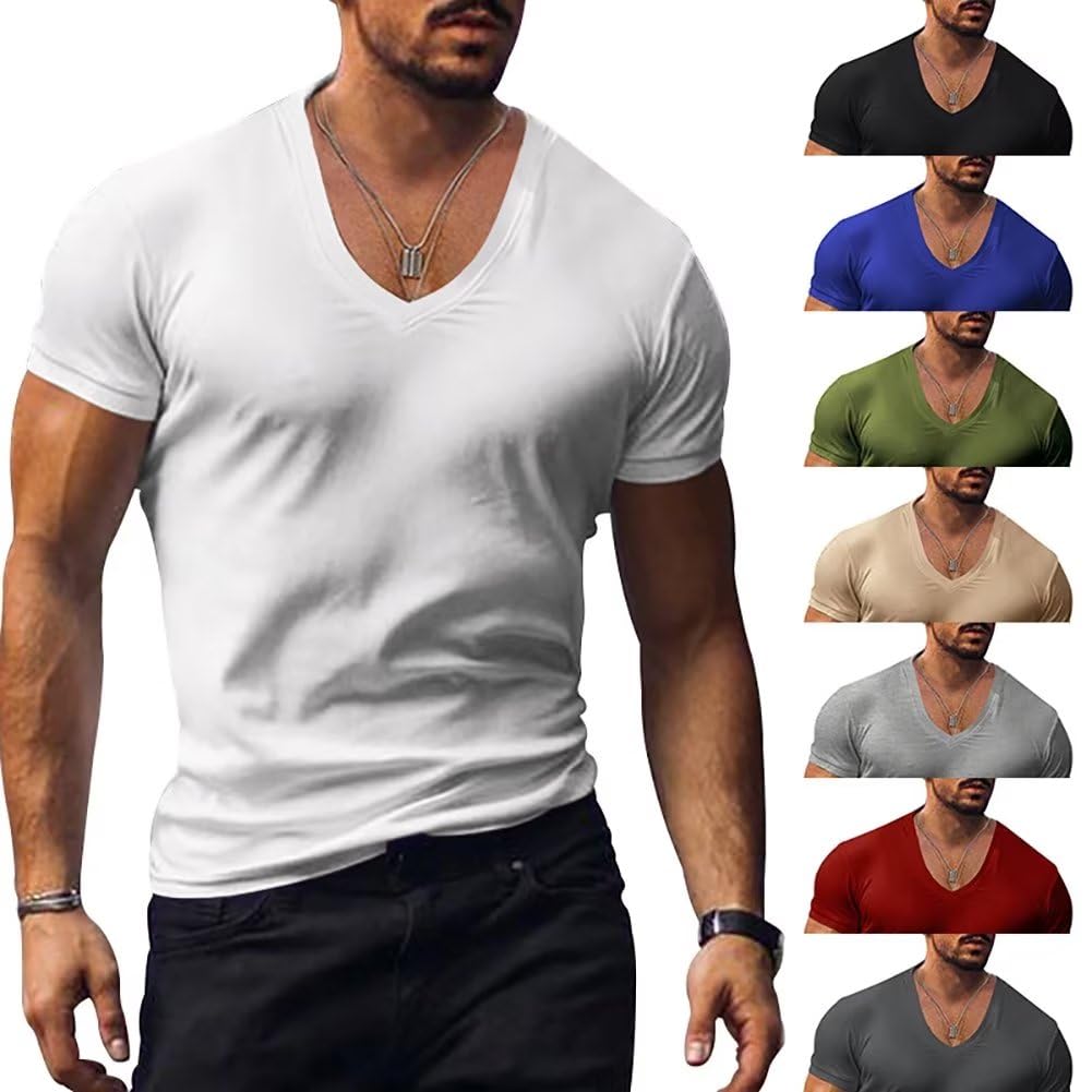 【送料無料】[メチーエング] メンズ トレーニングウェア Tシャツ 半袖 Vネック 速乾 ストレッチ 筋トレ スポーツシャツ フィットネス 色：ホワイト、サイズ：L plays23-11706917 PLAYS REGAL サンプル画像2