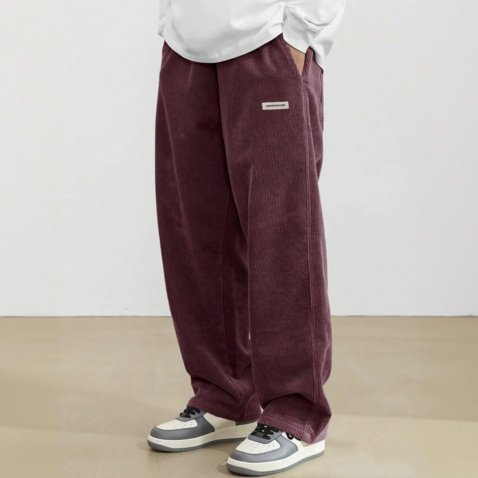 【送料無料】[UUEN] ワイドパンツ メンズ コーデュロイ ズボン パンツ ロングパンツ オーバーサイズ ガウチョ ゆったり 大きいサイズ カジュアル ストレート 人気 無地 春 秋 冬 8色展開 色：レッド、サイズ：L plays23-12180746 PLAYS REGAL サンプル画像2