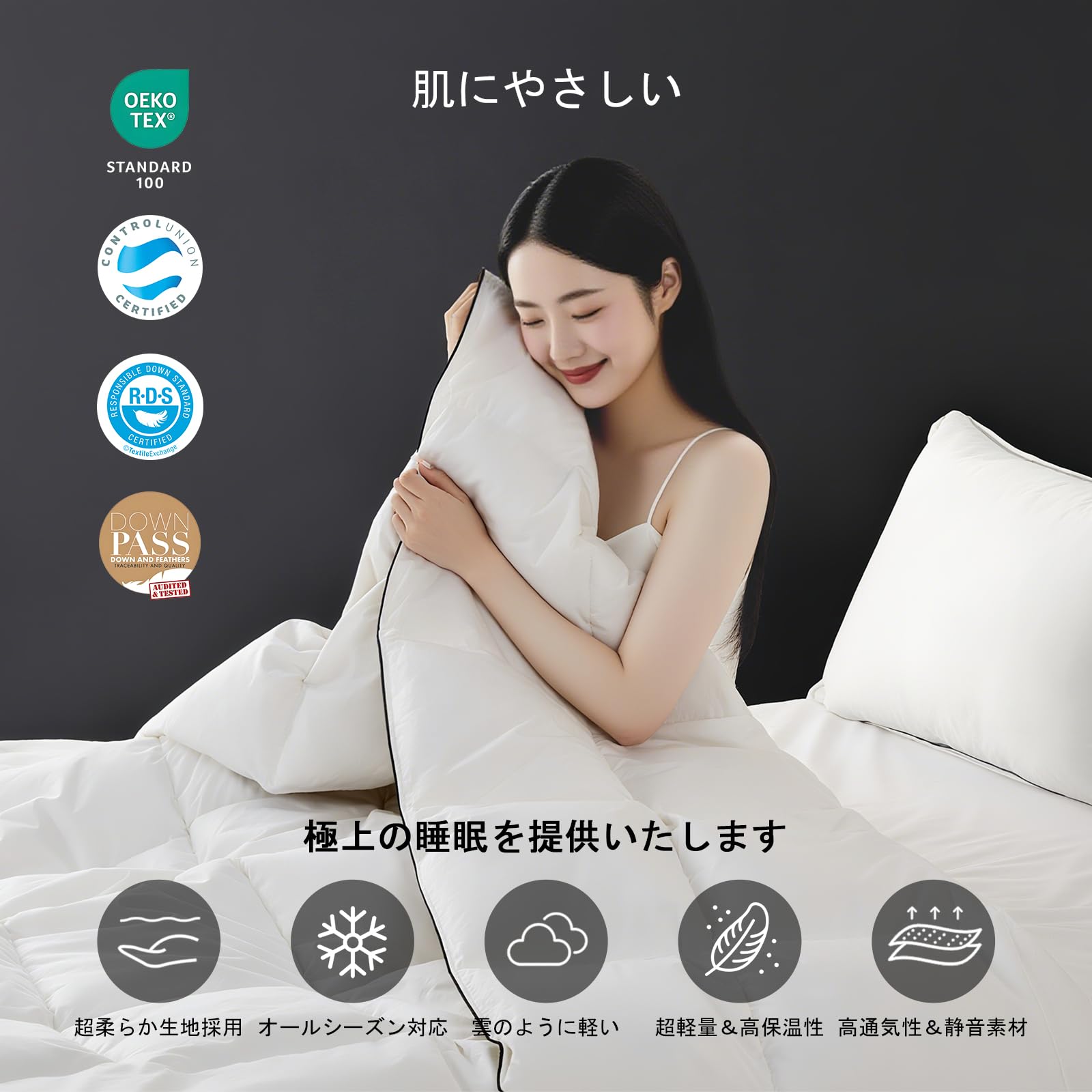 【送料無料】SAPHREAS 羽毛布団 羽毛掛け布団 ホワイトダウン 羽毛肌掛け布団 ダウンケット 春や秋に最適 オールシーズン/寒冬対応 抗菌防臭加工 色：オールシーズン、サイズ：ダブル plays23-11871248 PLAYS REGAL サンプル画像2