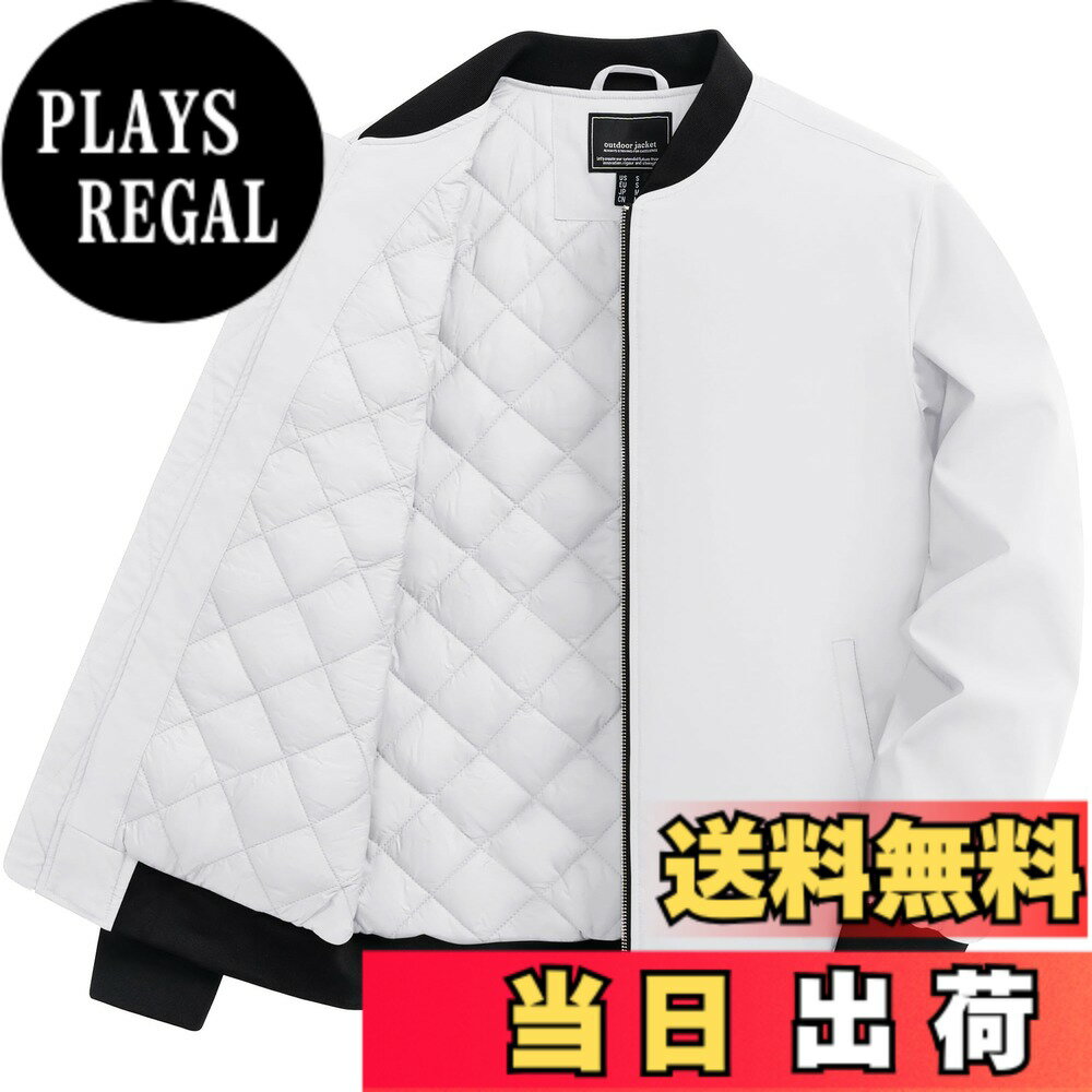【送料無料】[TACVASEN] ジャケット メンズ 冬 バイク ジャンパー 作業着 防寒 ブルゾン パイロット 登山 中綿入れ 秋 カジュアル スタジャン 防風 アウター 仕事着 色：ホワイト、サイズ：XL